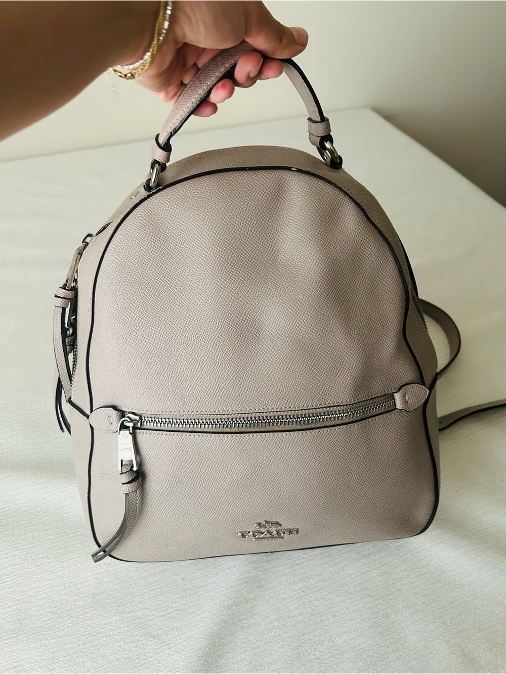 Coach Crossgrain Leather Jordyn Beige Backpack - Picture 2 of 10